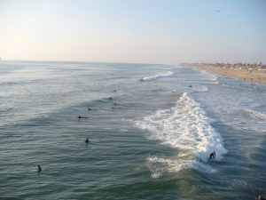 Huntington Beach is about 30 minutes away from my place. It's a pretty, cosy beach and the surfers are always there.